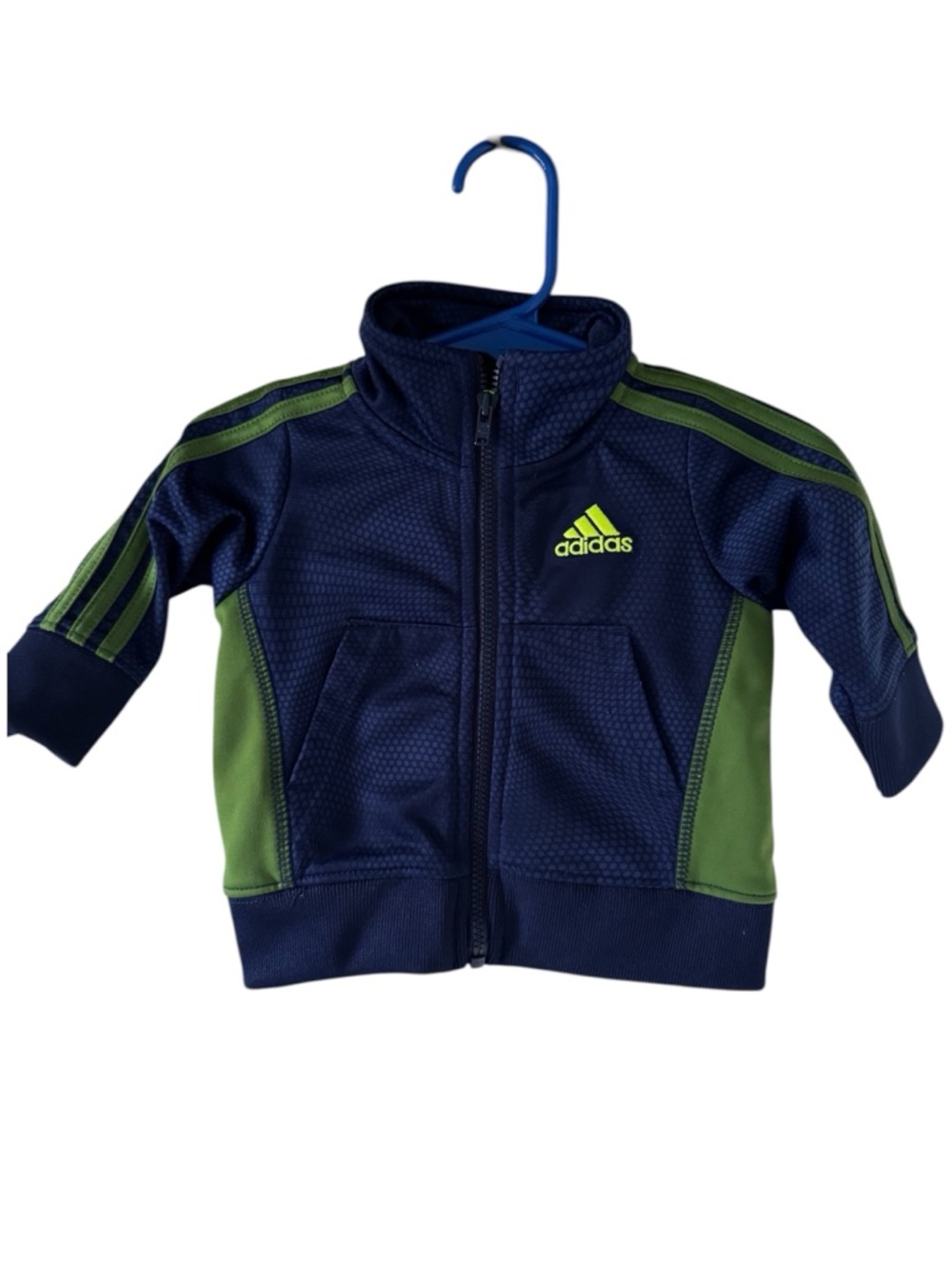 adidas Baby Navy with Neon Green Trim Track Jacket - 3M